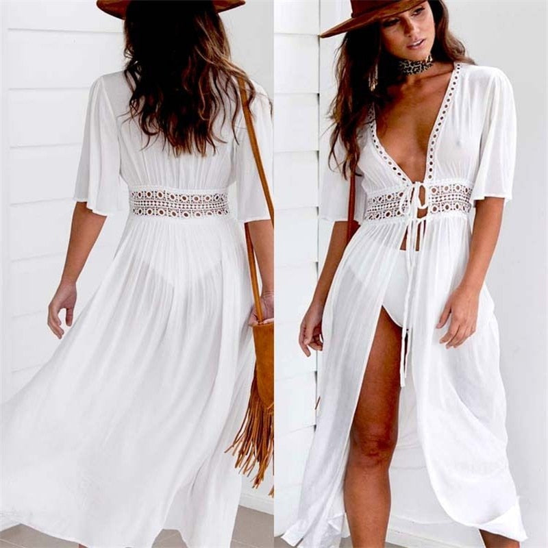 V-neck beach cover-up